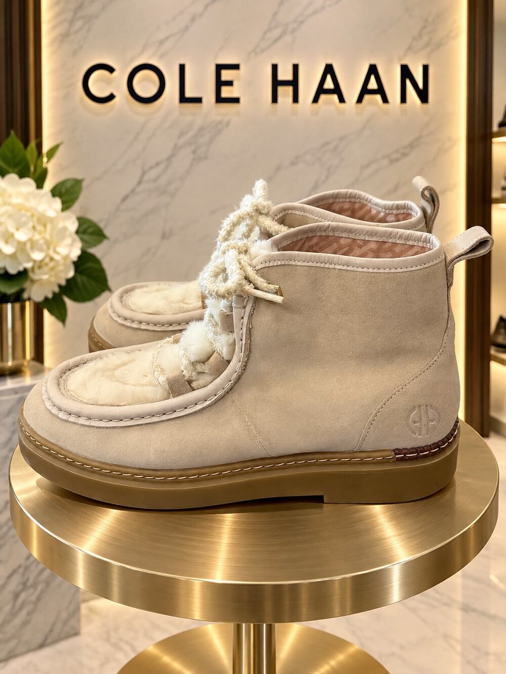 Cole Haan All-Day Summit Chukka Angora Suede Shearling Boots 7M W28156